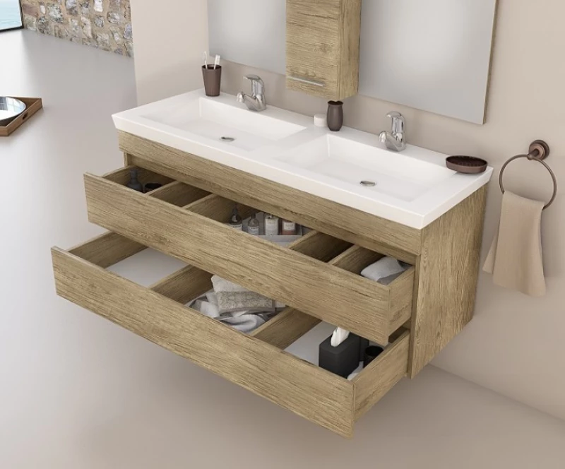 Drop Luxus 120 Wood - Πάγκος Με Νιπτήρα & Καθρέπτη