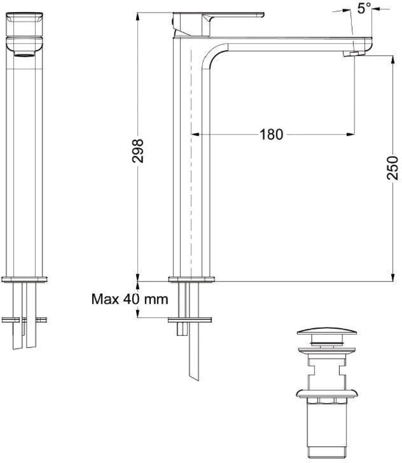 Eurorama Quadra 144309p Chrome- Μπαταρία Για Επιτραπέζιο Νιπτήρα