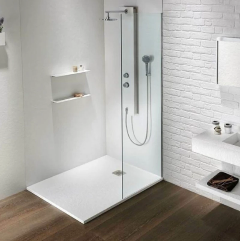 Sirene Slate 12080 White Matt Cast Marble Ντουζιέρα 120 X 80 Cm
