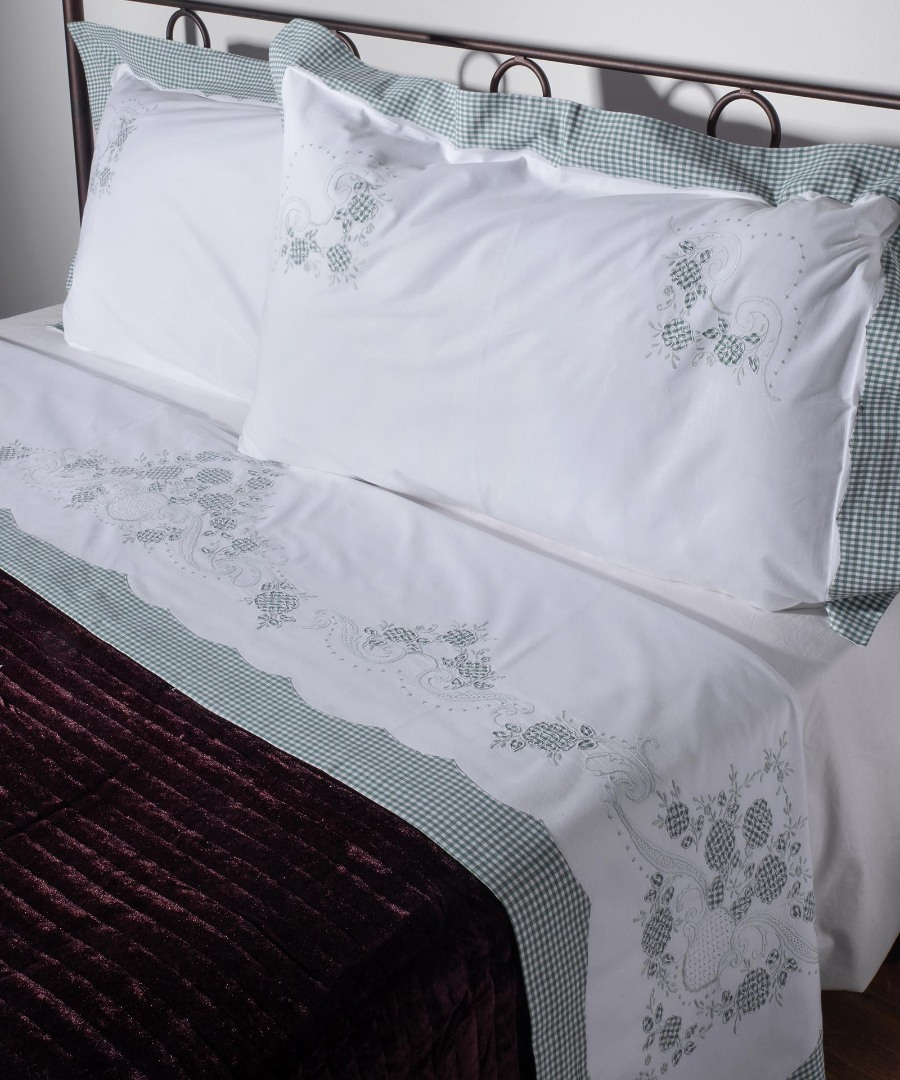 Χειροποιητο Σεντονι 644-1 Τριων Τεμαχιων (225cm X 270cm) Πρασινο - -