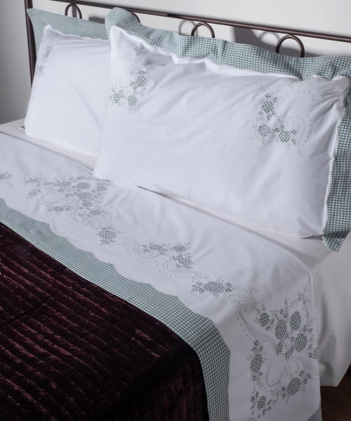 Χειροποιητο Σεντονι 644-1 Τριων Τεμαχιων (225cm X 270cm) Πρασινο - -