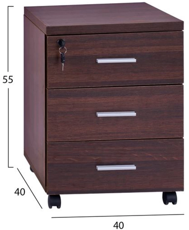 Συρταριερα Γραφειου Vance Επαγγελματικη Wenge Hm2048.12 40x40x55υ Εκ.