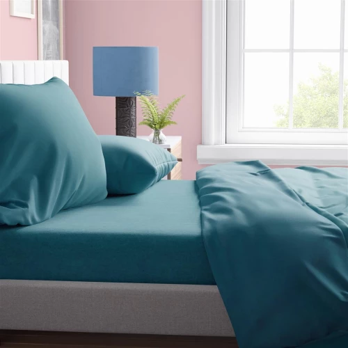 Σεντονια Σετ 4 Τεμ Ενηλ Cotton 100% 240χ270 Solid 494 Petrol 494 Petrol Σεντονια King Size Βαμβακερα Μονοχρωμα Σετ 4 Τεμ