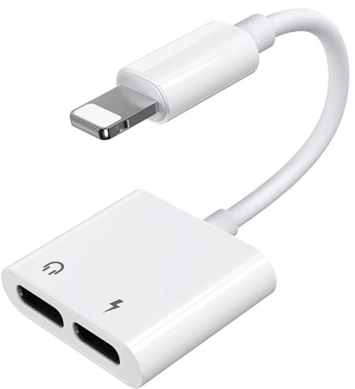 Joyroom Lightning - 2x Φορτιστής Lightning Και Αντάπτορας Ακουστικών - Headphone Adapter Audio And Charging Λευκό S-y104