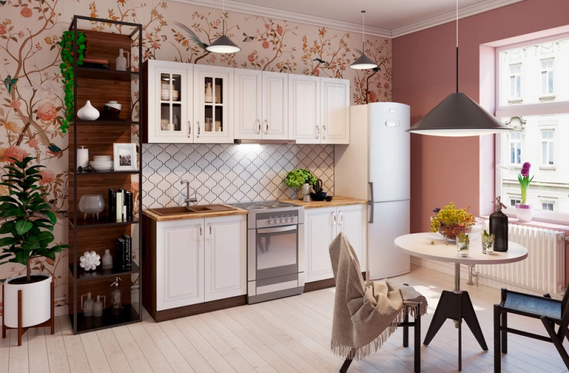 238914 Συνθεση Κουζινασ 3.40μ Υψοσ 2,17μ Βαθοσ 0,60μ, Mdf Vintage 340, Genomax