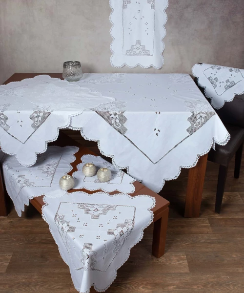 Πλεκτό Με Ύφασμα Σετ 7 Τεμαχίων 2253 (140cm X 140cm/90cm X 90cm/50cm X 150cm/60cm X 60cm X 2/40cm X 40cm X 2) Λευκό - -