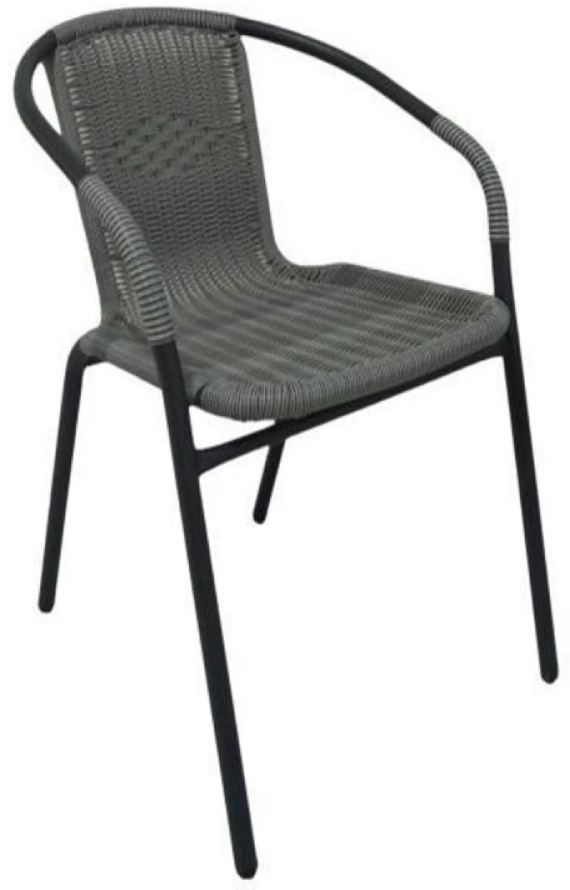 271217 Πολυθρονα Rattan Mercury Γκρι/μαυρο 54x61x73cm