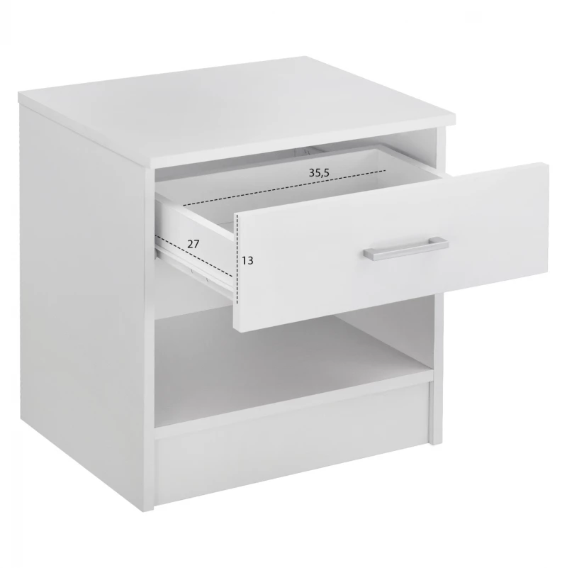 Κομοδινο Με 1 Συρταρι Laney Λευκο Hm2345.05 45x35,5x47 Εκ.