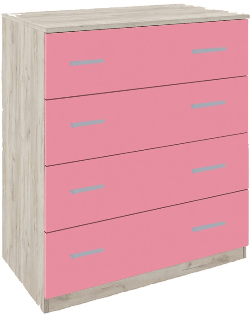 154154 Συρταριερα Fylliana Smile Grey Oak - Ροζ 80*45*90