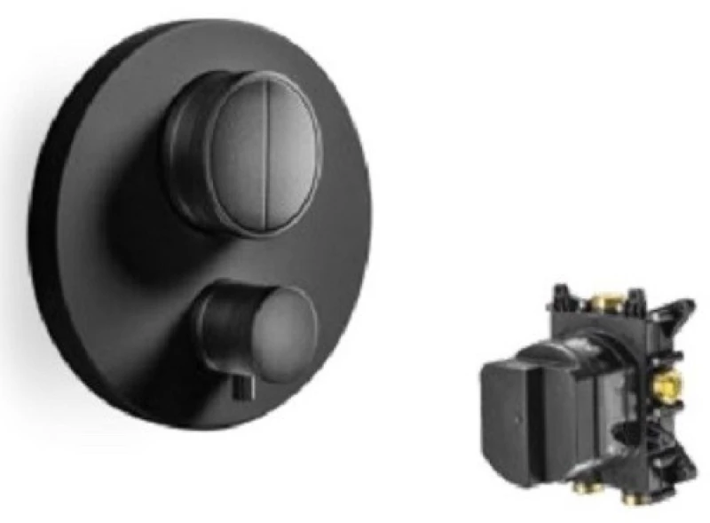 Almar Thermo-core Push Black Matt Θερμοστατικός Μίκτης Εντοιχισμού 2 Εξόδων+κιτ Εντοιχισμού E176632-400 E134001