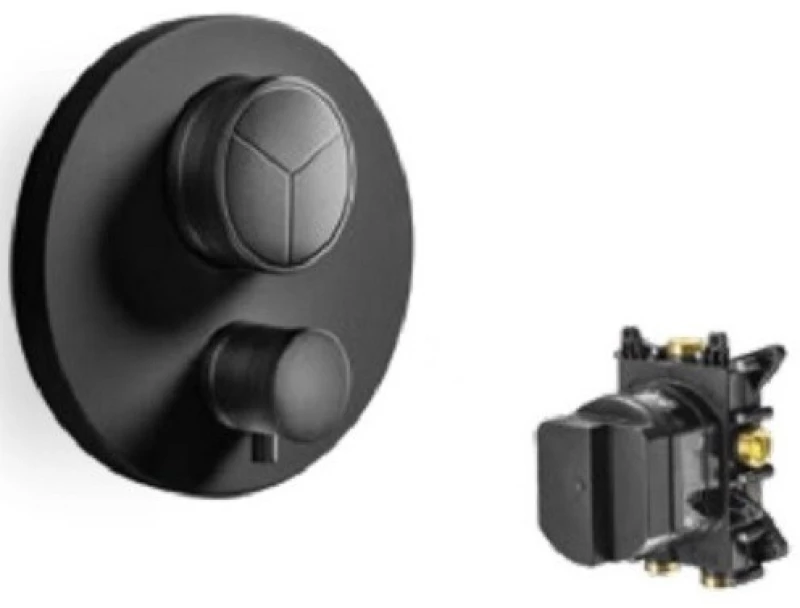 Almar Thermo-core Push Black Matt Θερμοστατικός Μίκτης Εντοιχισμού 3 Εξόδων+κιτ Εντοιχισμού E176633-400 E134001