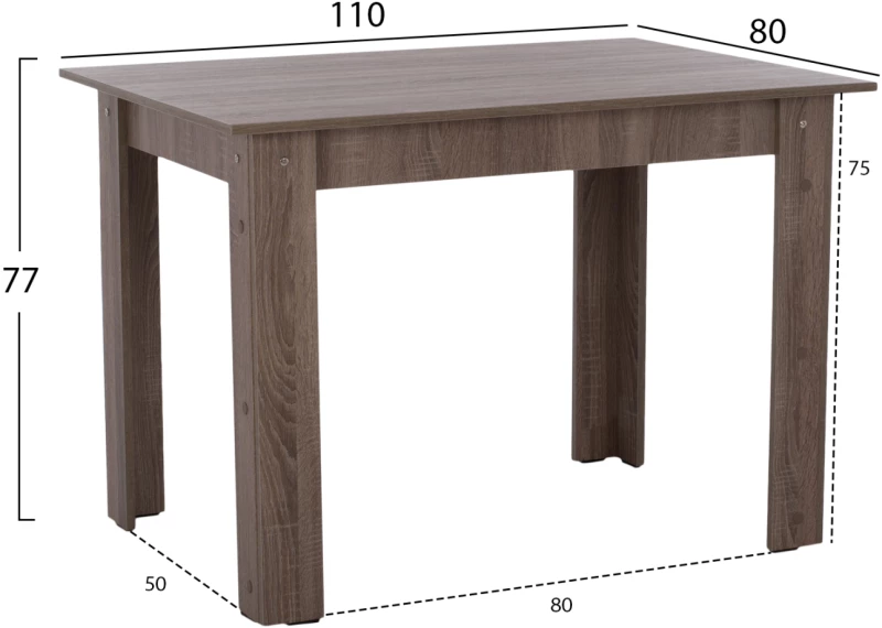Τραπεζι Κουζινασ Adler 110x80x77υεκ. Sonama Oak Truffle Hm2428.05
