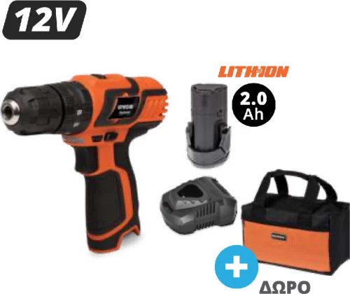 Krausmann U71012-12s Δραπανοκατσάβιδο Κρουστικό 12v Επαναφορτιζόμενο Με Μπαταρία-φορτιστή-τσάντα Μεταφοράς