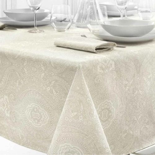 Σετ Τραπεζομάντηλο Φαγητού 8 Ατόμων Gabel Prestige Perla Εκρού Σετ 160 X 225