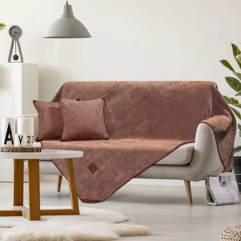 Ριχτάρι Διθέσιο Micro Velour 180x250 Art 8405 Διθέσιο Κεραμιδί - -