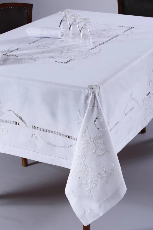 Χειροποίητο Τραπεζομάντηλο 960b (170cm X 270cm) Λευκό - -