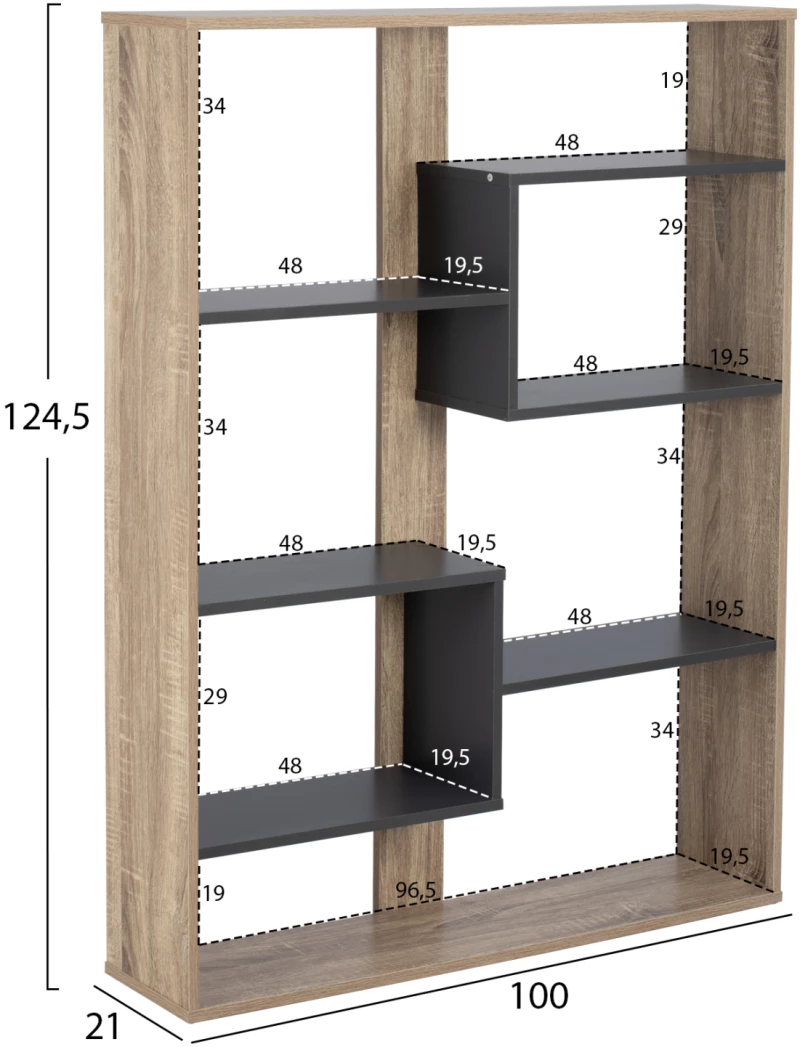 Βιβλιοθηκη Marceline Hm8772.02 100χ21χ124,5 Γκρι