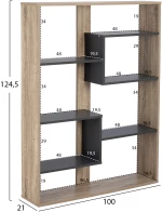 Βιβλιοθηκη Marceline Hm8772.02 100χ21χ124,5 Γκρι