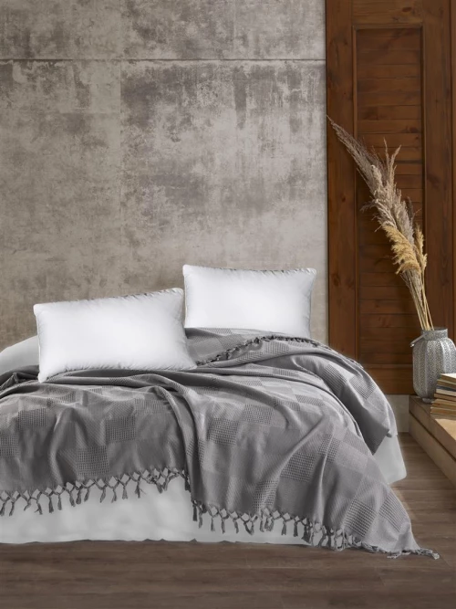 Κουβερτα Πικε Ενηλ Cotton 100% 220χ240 Jacquard Grey Grey Πικε Ζακαρ Υ/δ