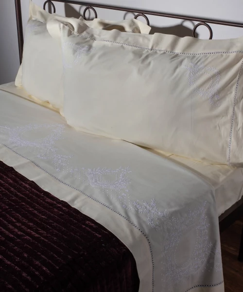 Χειροποιητο Σεντονι 624 Τεσσαρων Τεμαχιων (225cm X 270cm) Κιτρινο - -