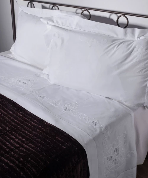 Χειροποιητο Σεντονι 4480 Τριων Τεμαχιων (225cm X 270cm) Λευκο - -