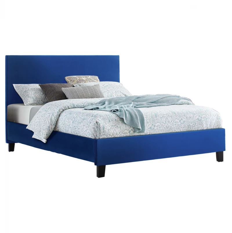 Κρεβατι Becca Απο Βελουδο Μπλε Hm553.18 Για Στρωμα 150x200 Εκ.