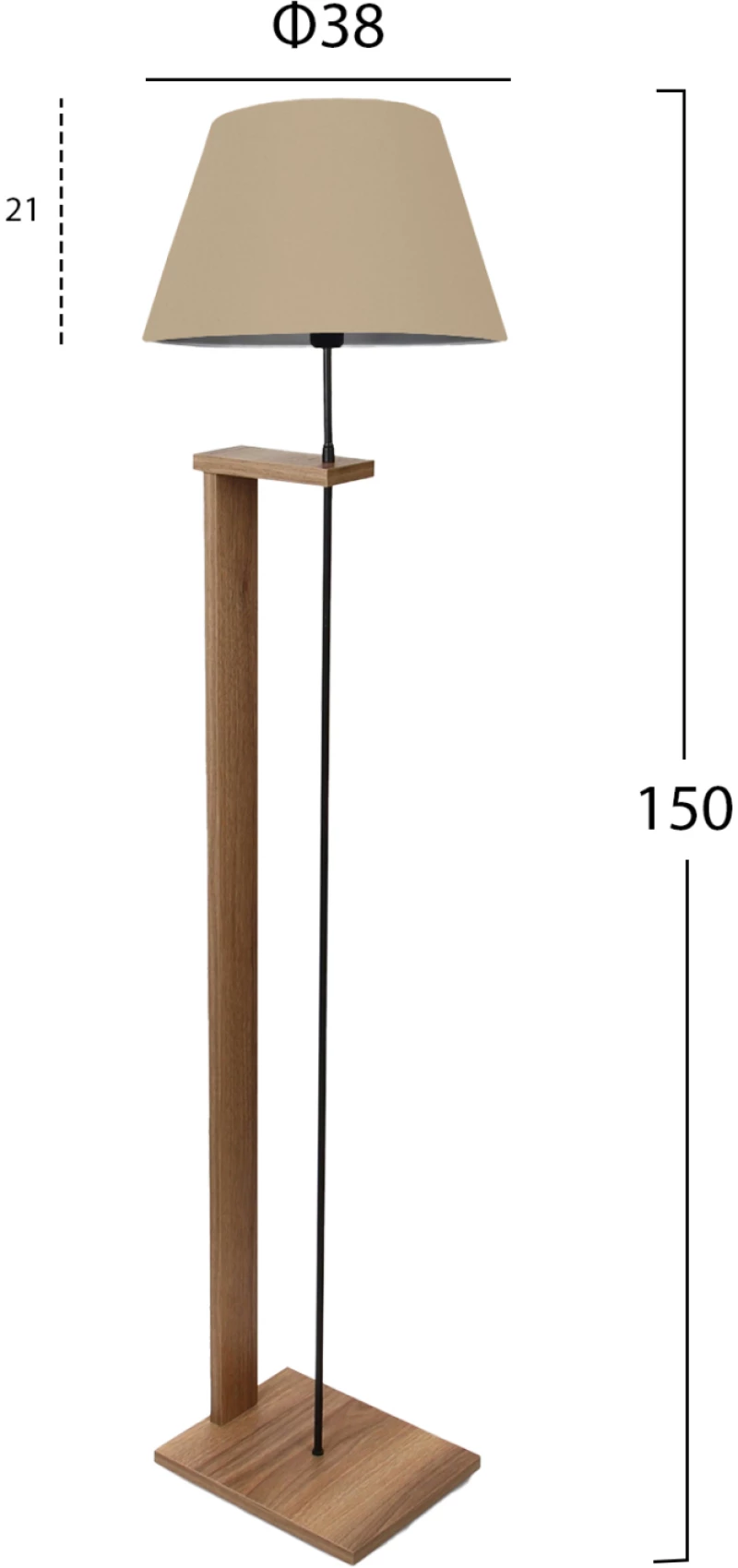 Φωτιστικο Δαπεδου Mdf Καρυδι Με Μπεζ Hm7609.03 Φ38x150 Εκ.