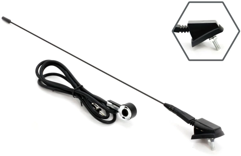 Amio Κεραια Οροφησ Μαυρη 41cm Φ5mm Με Καλωδιο 1,4m 01048/am