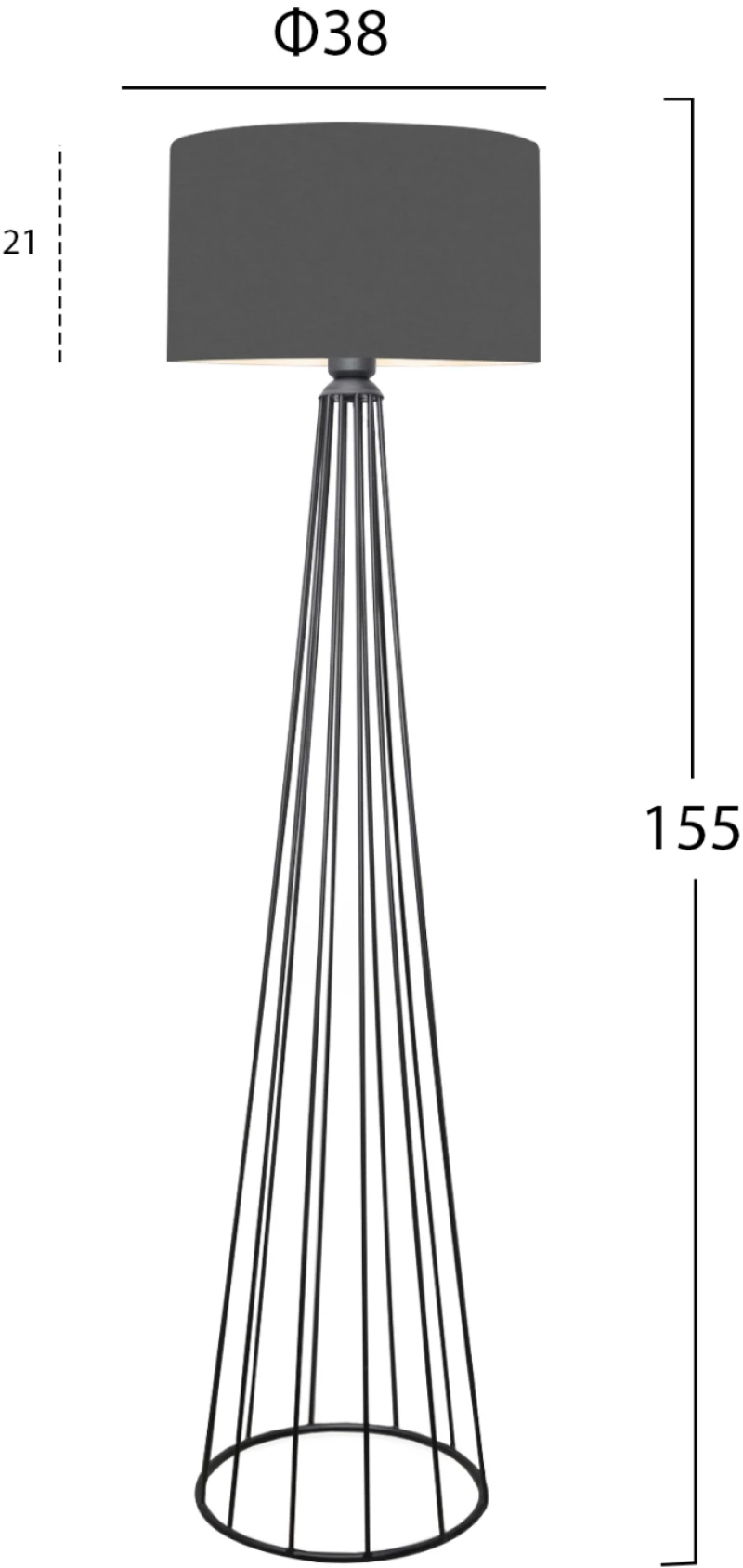 Φωτιστικο Δαπεδου Μεταλλικο Γκρι Hm7581.01 Φ38x155 Εκ.