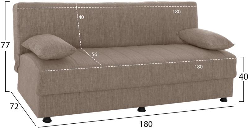 Καναπεσ Κρεβατι Andri Τριθεσιοσ Μπεζ Hm3239.04 180x72x77 Εκ.