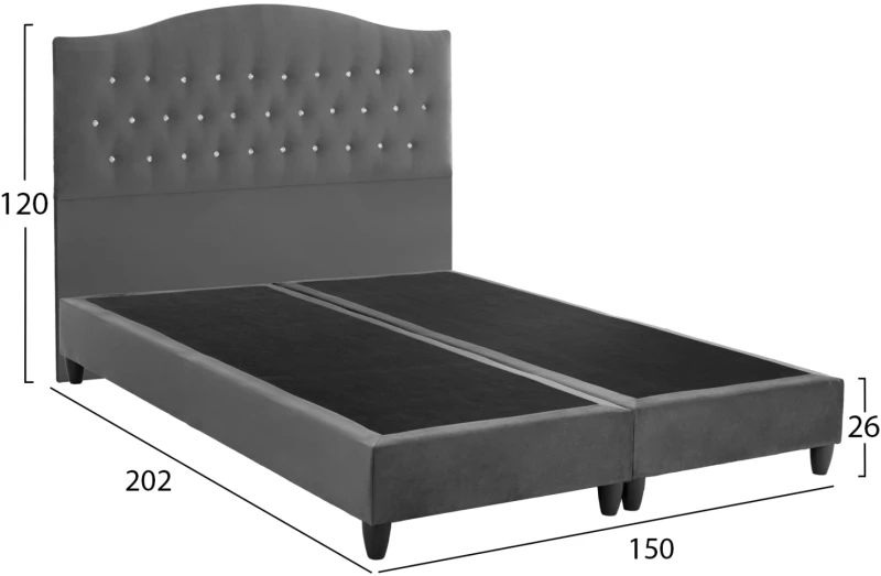 Κρεβατι Malena Απο Γκρι Βελουδο Hm638.10 Για Στρωμα 150x200 Εκ.
