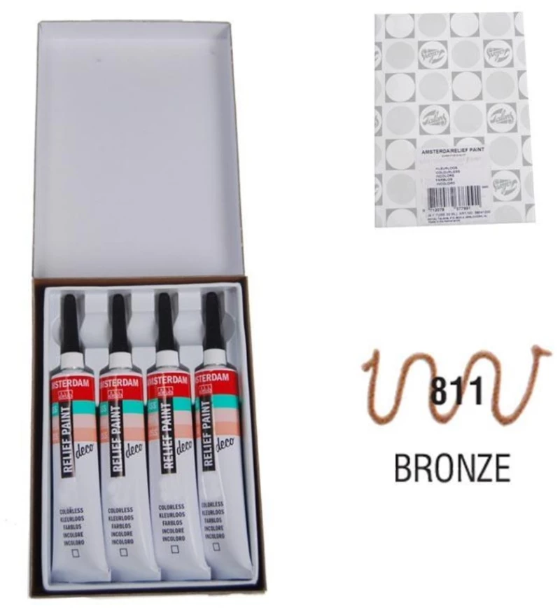 260584 Talens Χρώμα Decorfin Relief Paint 811 Bronze 20ml (σετ 4 Τεμαχιων)