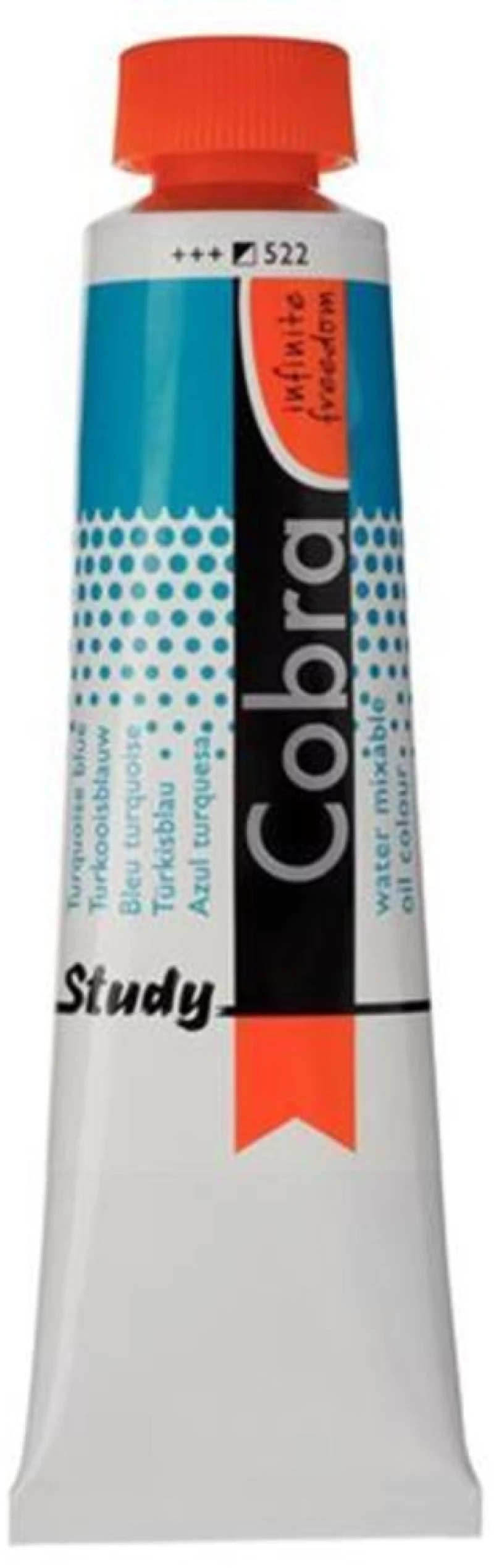 260936 Talens Cobra Study Water Mixable Oil 522 Turq. Blue 40ml. (σετ 3 Τεμαχιων)