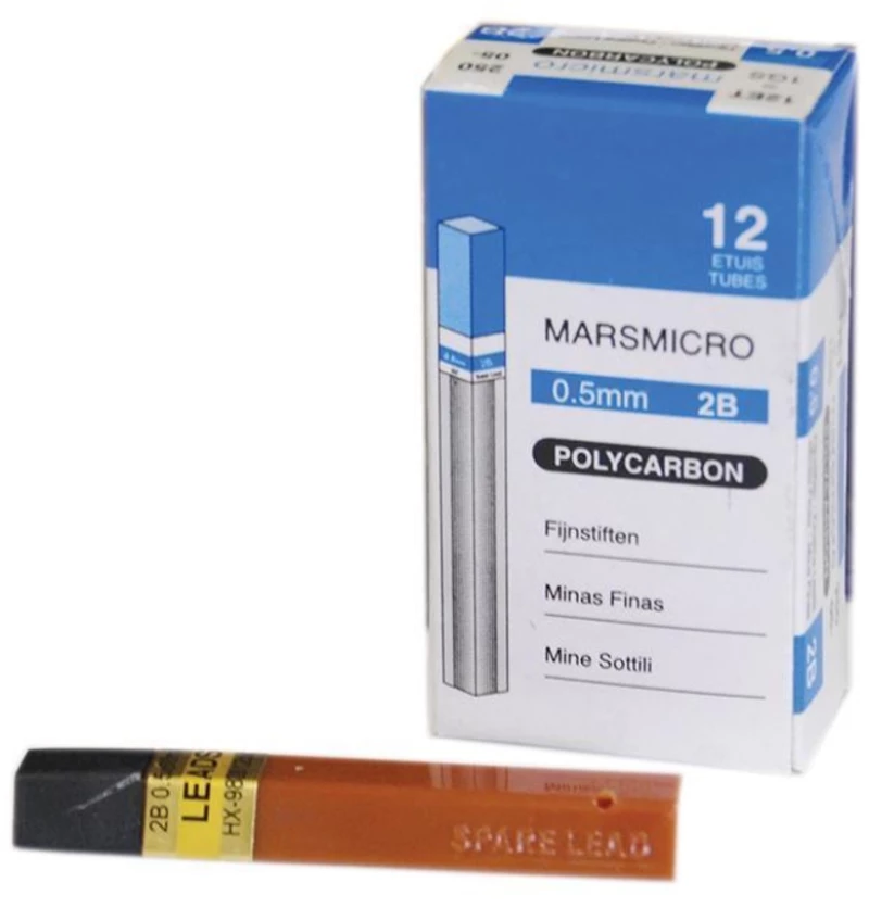 250784 Μύτεσ Μηχανικού Μολυβιού 0,5mm 2b (10 Μύτεσ) (σετ 12 Τεμαχιων)