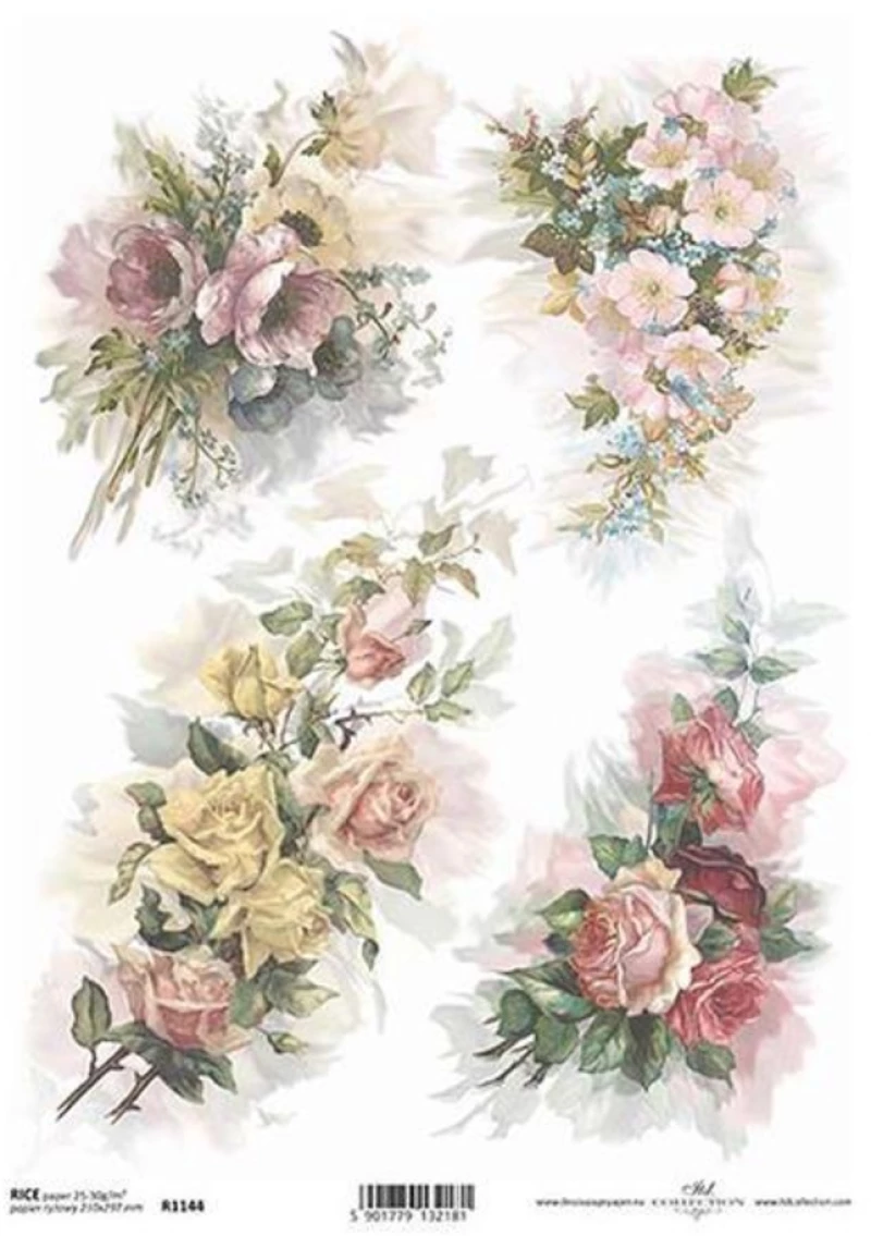 256082 Ριζόχαρτο `bouquet` 21x29εκ. (itd-r1144) (σετ 3 Τεμαχιων)