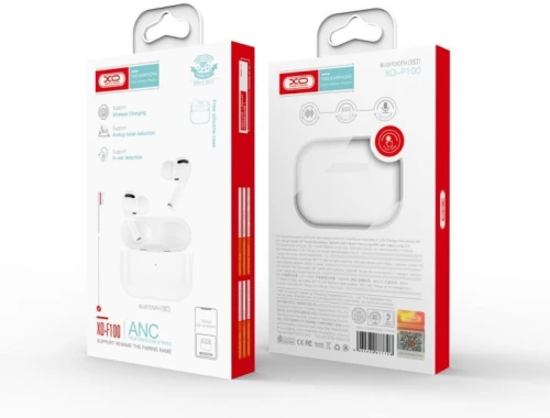 Xo F100 Ακουστικα Handsfree Bluetooth, Ασυρματη Φορτιση, Gps, Active Noise Cancellation, Λευκα