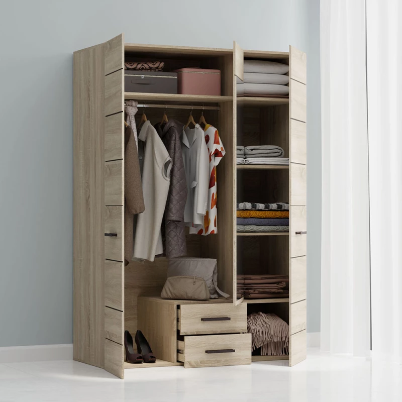 Ντουλάπα Τρίφυλλη Solo3d2s Sonoma Wenge 136x58x197cm