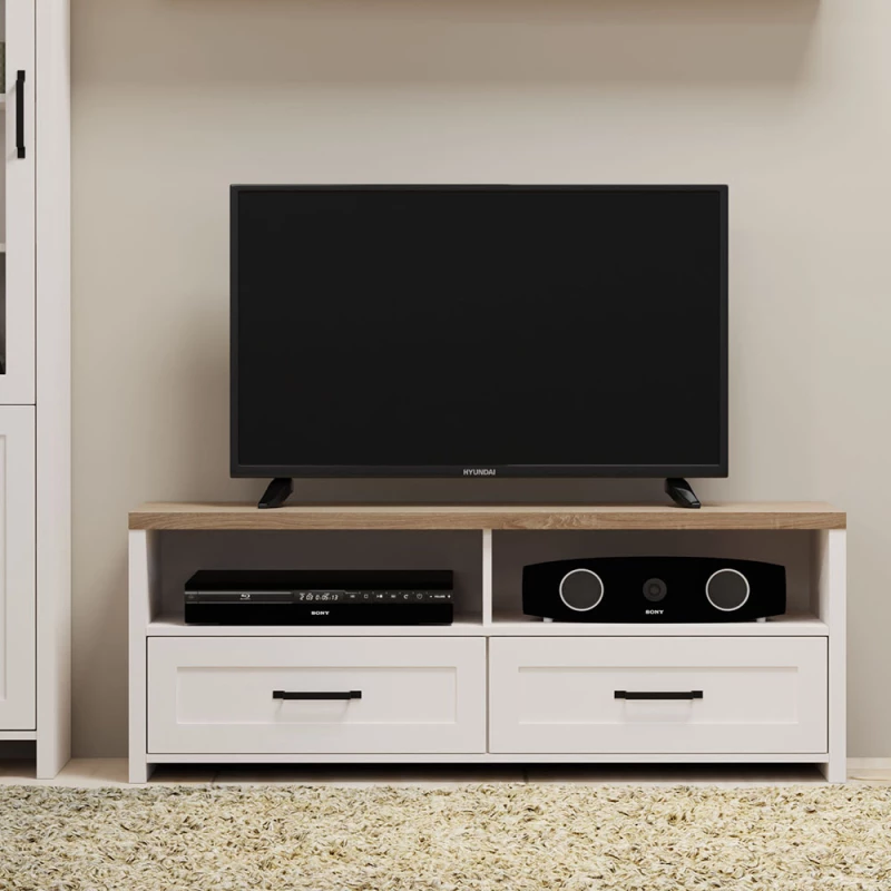 Επιπλο Tv Verne 137.9x45x52.1cm Λευκό/φυσικός Δρυς