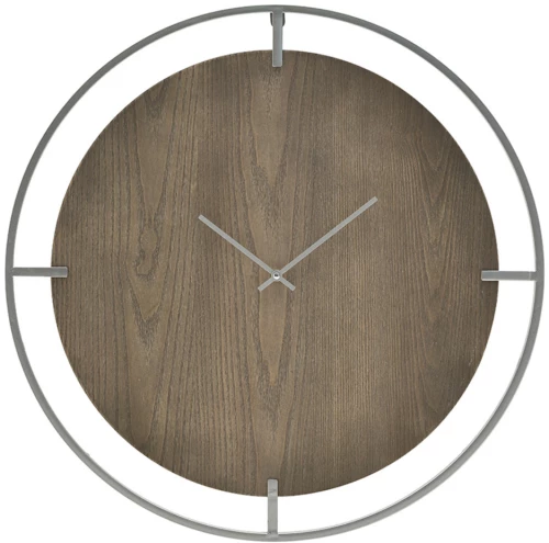 223300 Inart Ρολοι Τοιχου Ξυλινο/μεταλλικο Καφε/ασημι Φ60χ5 Ασημενιο,καφε Σιδερο Μοριοσανιδα