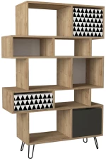 Βιβλιοθήκη Match Φυσικό/ανθρακί Με Σχέδιο 95x35x150cm
