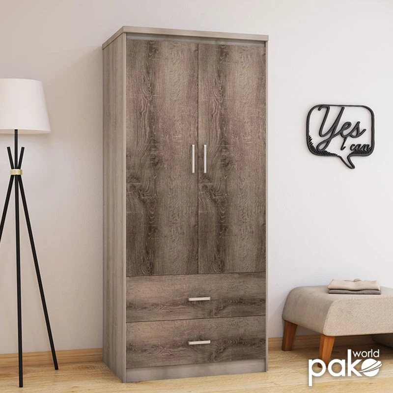 Ντουλάπα Ρούχων Δίφυλλη Olympus Pakoworld Χρώμα Castillo-toro 81x57x183εκ