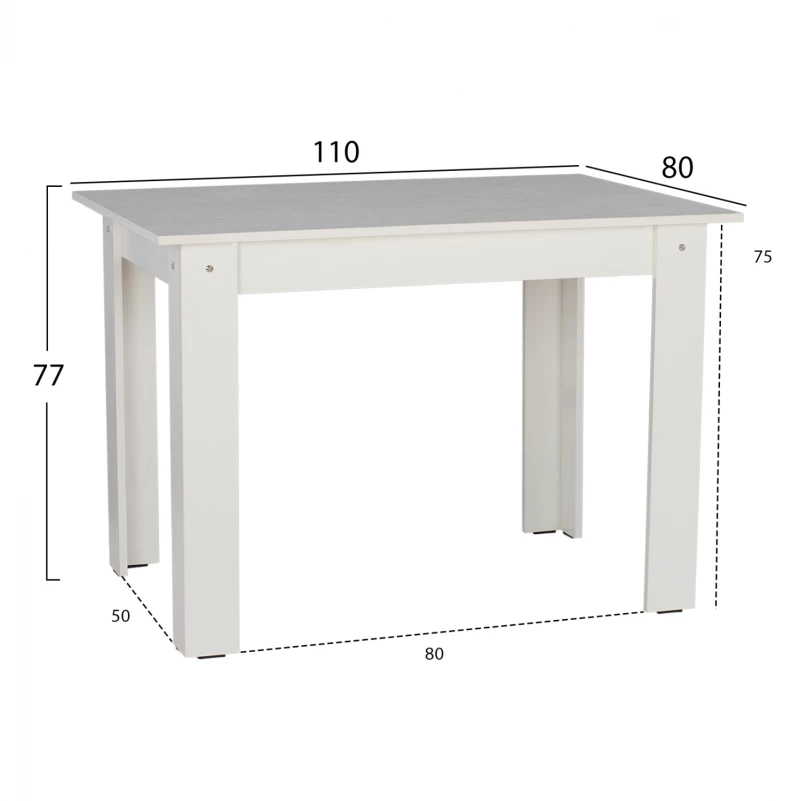Τραπεζι Κουζινασ 110x80x77υεκ. Λευκο Hm2428.03