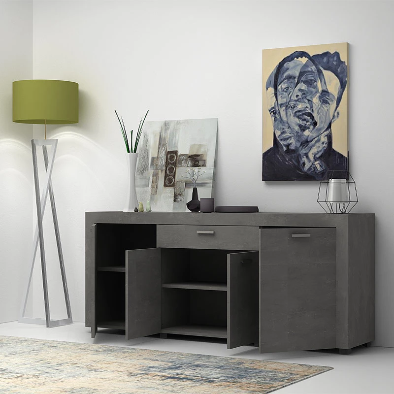 Μπουφές Μελαμίνης Joseph Megapap Χρώμα Ανθρακί 177x40x76εκ.