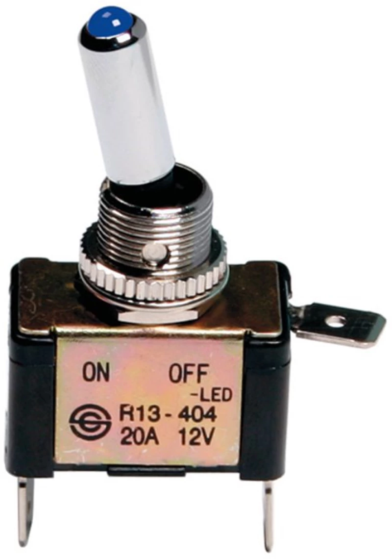 Διακοπτησ Αεροπορικου Τυπου 2 Θεσεων 12,2mm 12v 20a Με Led Μπλε