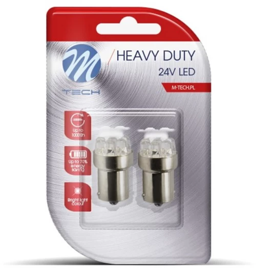 R5w/r10w 24v Ba15s Led 9xsmd3014 Κοκκινο (μονοπολικο/φουντουκι) Heavy Dutyblister M-tech - 2 Τεμ.