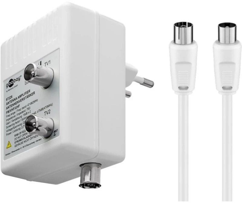 Goobay Ενισχυτής Κεραίας 67226, 2 Συσκευές, Dvb-t Dvb-t2 Dvb-c, Λευκός