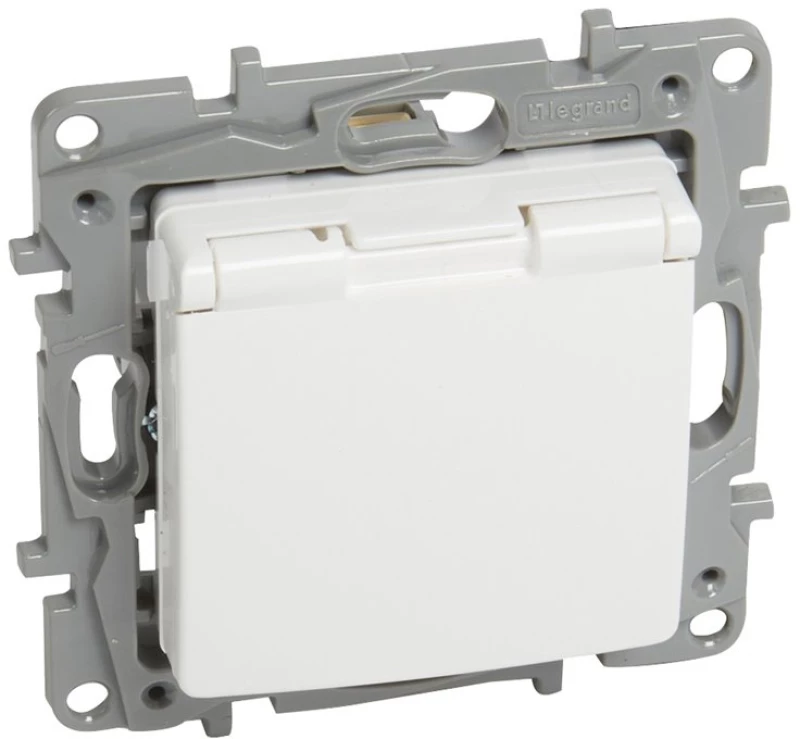 Legrand Πρίζα 2π+τ Με Κάλυμμα 764532, Λευκή