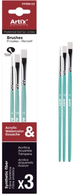 Artix Paints Σετ Πινέλων Ζωγραφικής Pp399-03, Πράσινο, 3τμχ