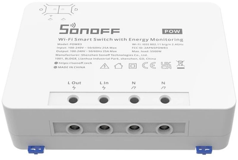Sonoff Smart Διακόπτης Παρακολούθησης Ισχύος Powr3, Wifi, 25a, Λευκός