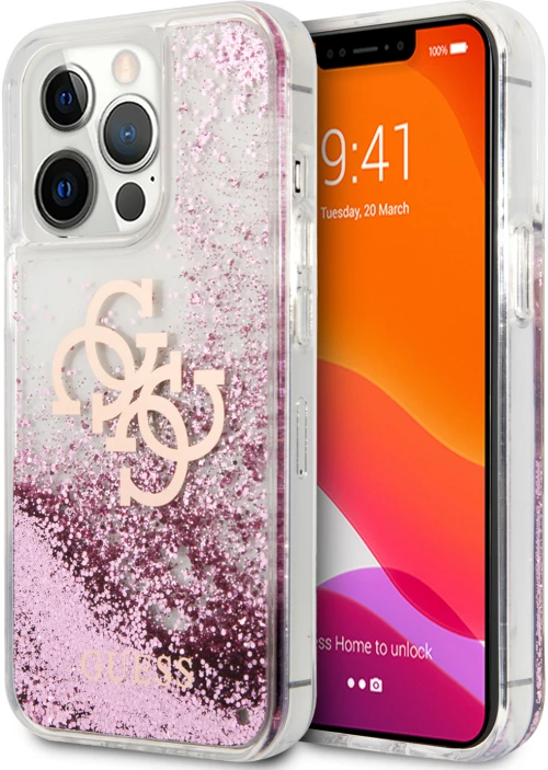 Guess "4G Logo Collection" Θήκη προστασίας – iPhone 13 Pro (Clear/Glitter Pink)